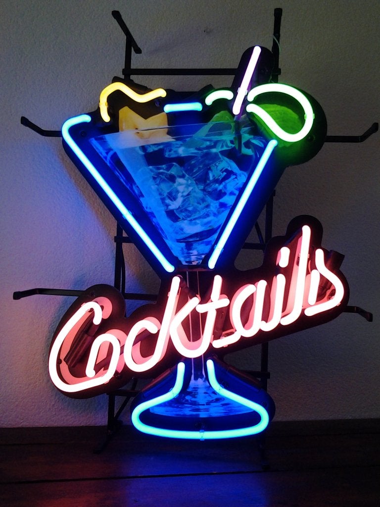 sixties fifties COCKTAILS neon lamp div. neonverlichting, Ophalen, Zo goed als nieuw, Lichtbak of (neon) lamp