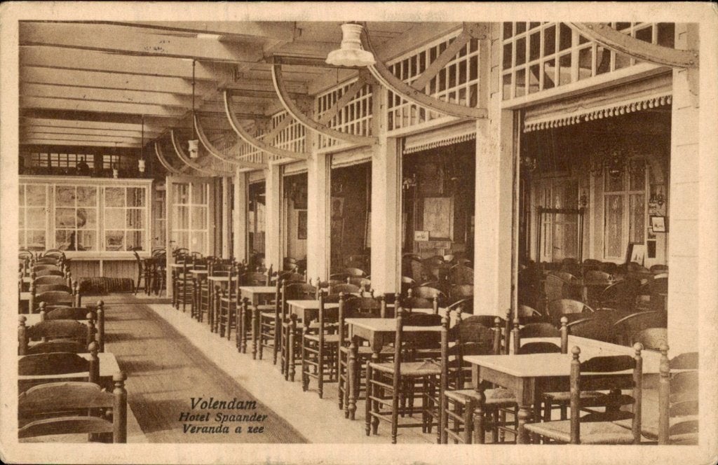 Volendam - Hotel Spaander - Veranda a zee, Ophalen of Verzenden, 1920 tot 1940, Gelopen, Noord-Holland