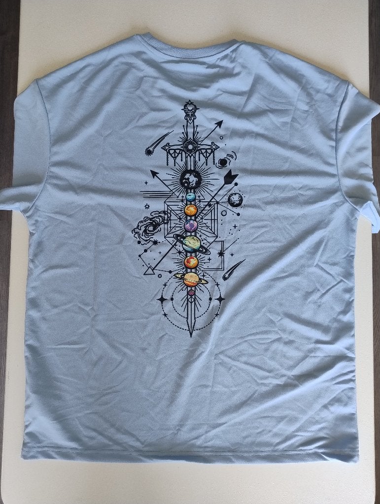 Oversized Universe Planets t-shirt blauw, Ophalen of Verzenden, Nieuw, Maat 52/54 (L), Blauw