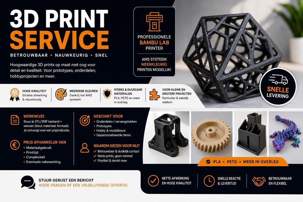 3D Print Service – Nette & betrouwbare prints, Ophalen of Verzenden
