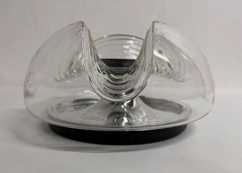 Vintage plafonnière Peill & Putzler Futura ‘Wave’ helder, Ophalen of Verzenden, Glas, Space age