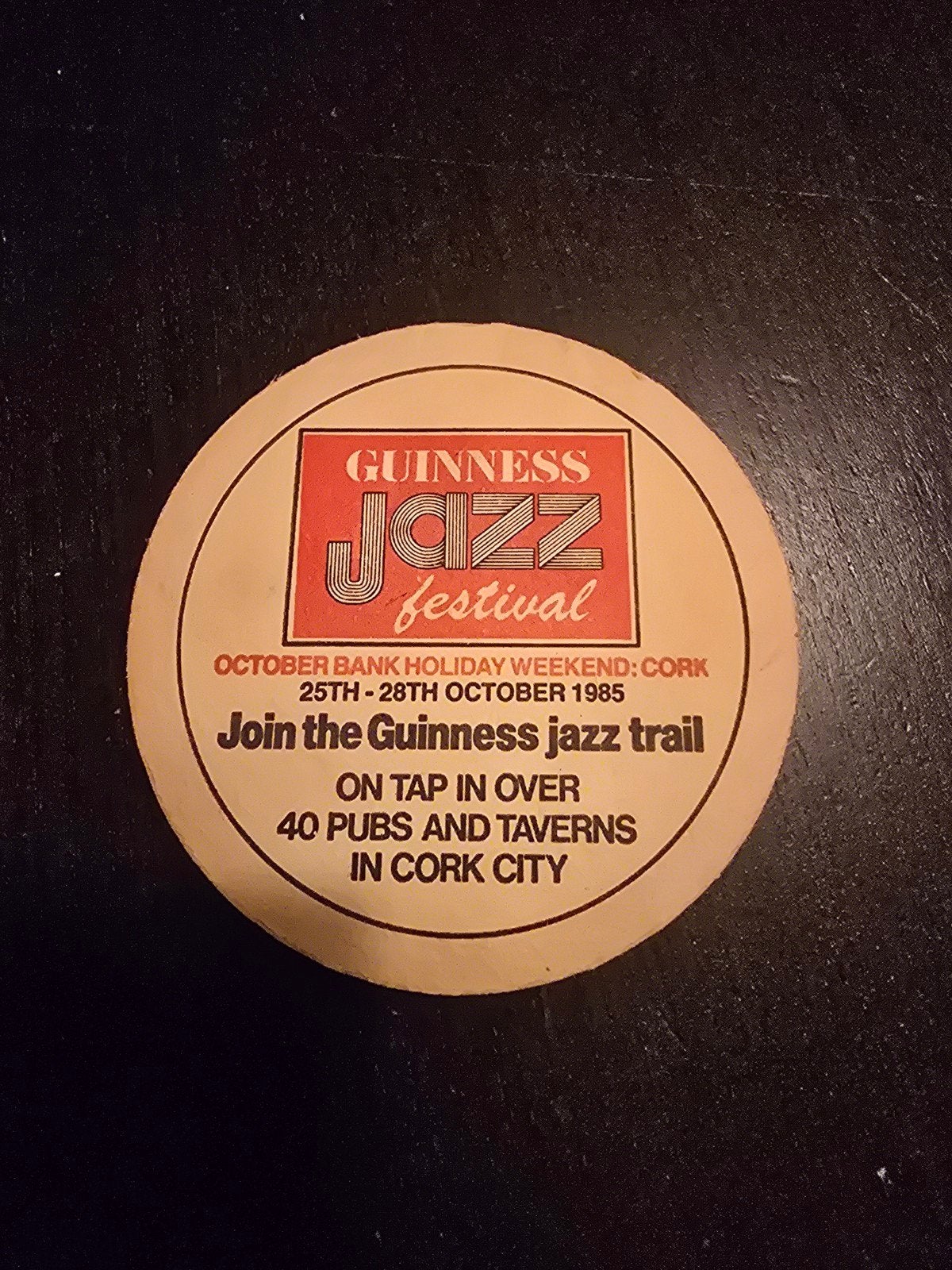 Guinness Jazz festival viltje, Verzamelen, Ophalen of Verzenden, Zo goed als nieuw, Viltje(s), Overige merken