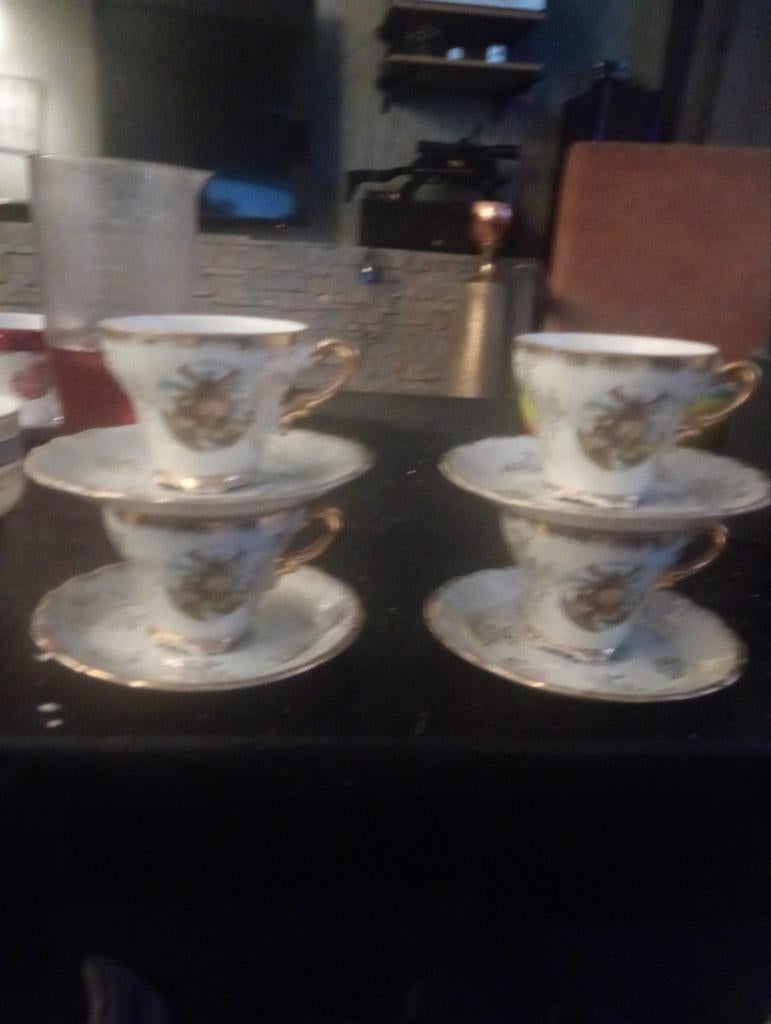 Set van 4 vintage espresso kopjes met schotels, Antiek en Kunst, Ophalen of Verzenden