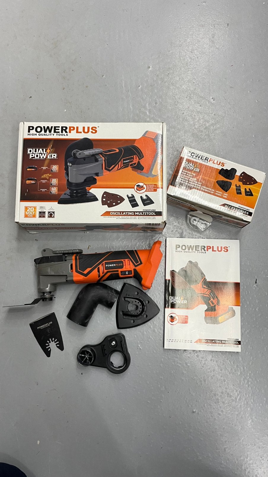Powerplus Dual Power multitool 20V accu powdp4060, Gebruikt, Overige typen, Ophalen of Verzenden, 30 tot 70 mm