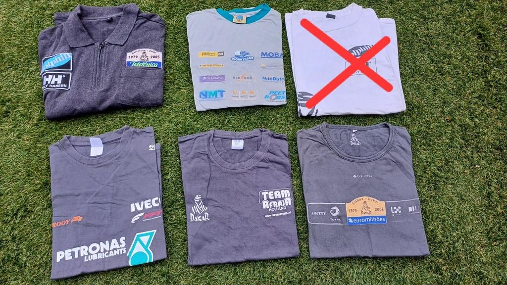 5 DAKAR SHIRTS NU SAMEN €20, Auto diversen, Ophalen, Gebruikt