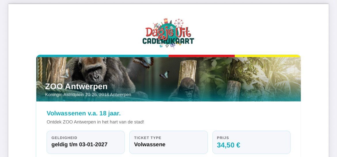 Ticket voor Zoo Antwerpen, geldig tot en met 3 januari 2027, Eén persoon, Overige soorten
