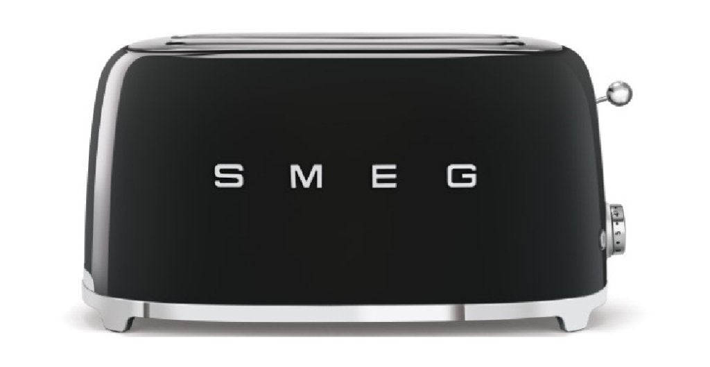 SMEG TSF02BLEU broodrooster 2x4 zwart - Retourdeal, Witgoed en Apparatuur, Broodroosters, Info@mystore.nl, Nieuw, Uitneembare kruimellade
