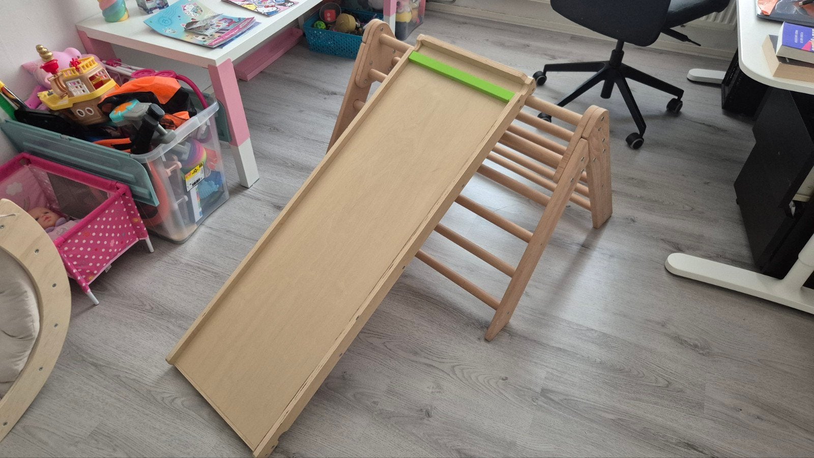 Houten Klimrek met Glijbaan voor Kinderen, Kinderen en Baby's, Ophalen, Zo goed als nieuw, Klimwand