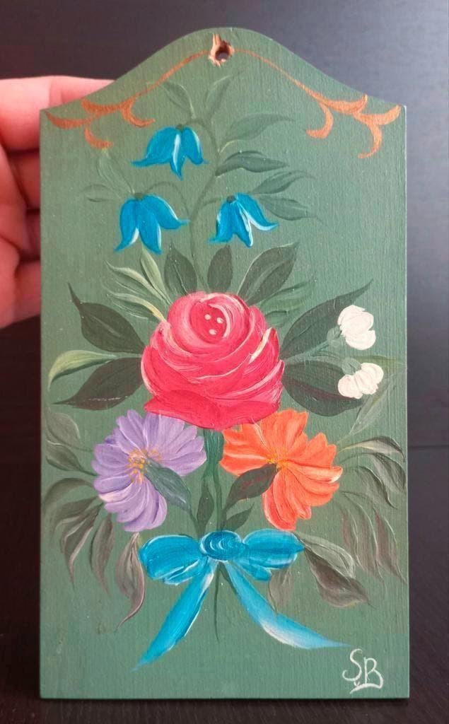 klein, beschilderd houten bord prachtige bloemen, Ophalen of Verzenden