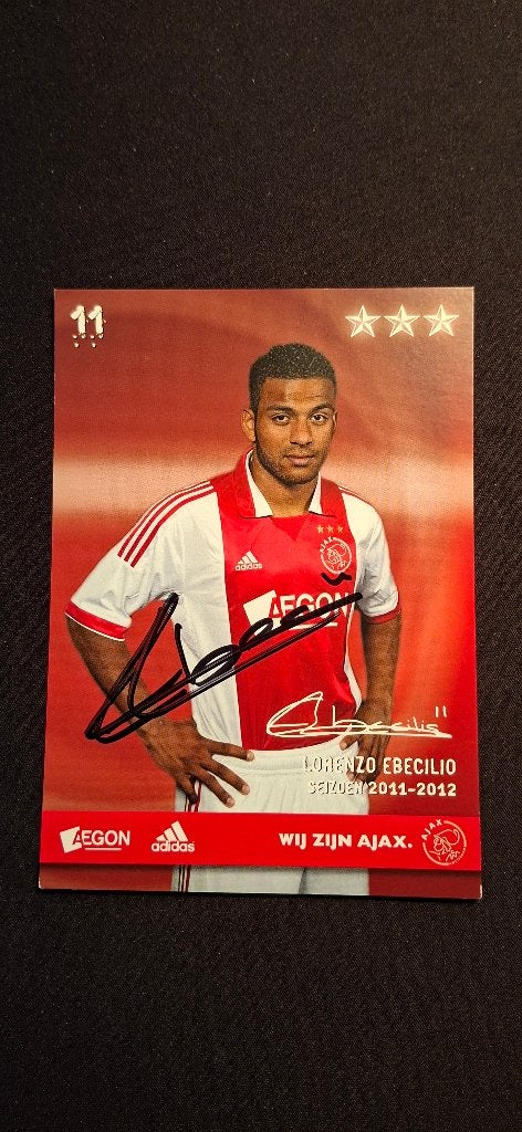 Spelerskaart met handtekening; Lorenzo Ebecilio # Ajax, Ophalen of Verzenden, Nieuw, Ajax, Spelerskaart