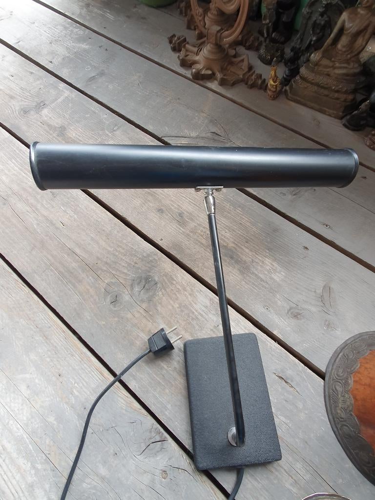 Zwarte bureaulamp/pianolamp, vintage stijl, Huis en Inrichting, Lampen | Tafellampen, Gebruikt, Vintage, Klassiek, Ophalen of Verzenden