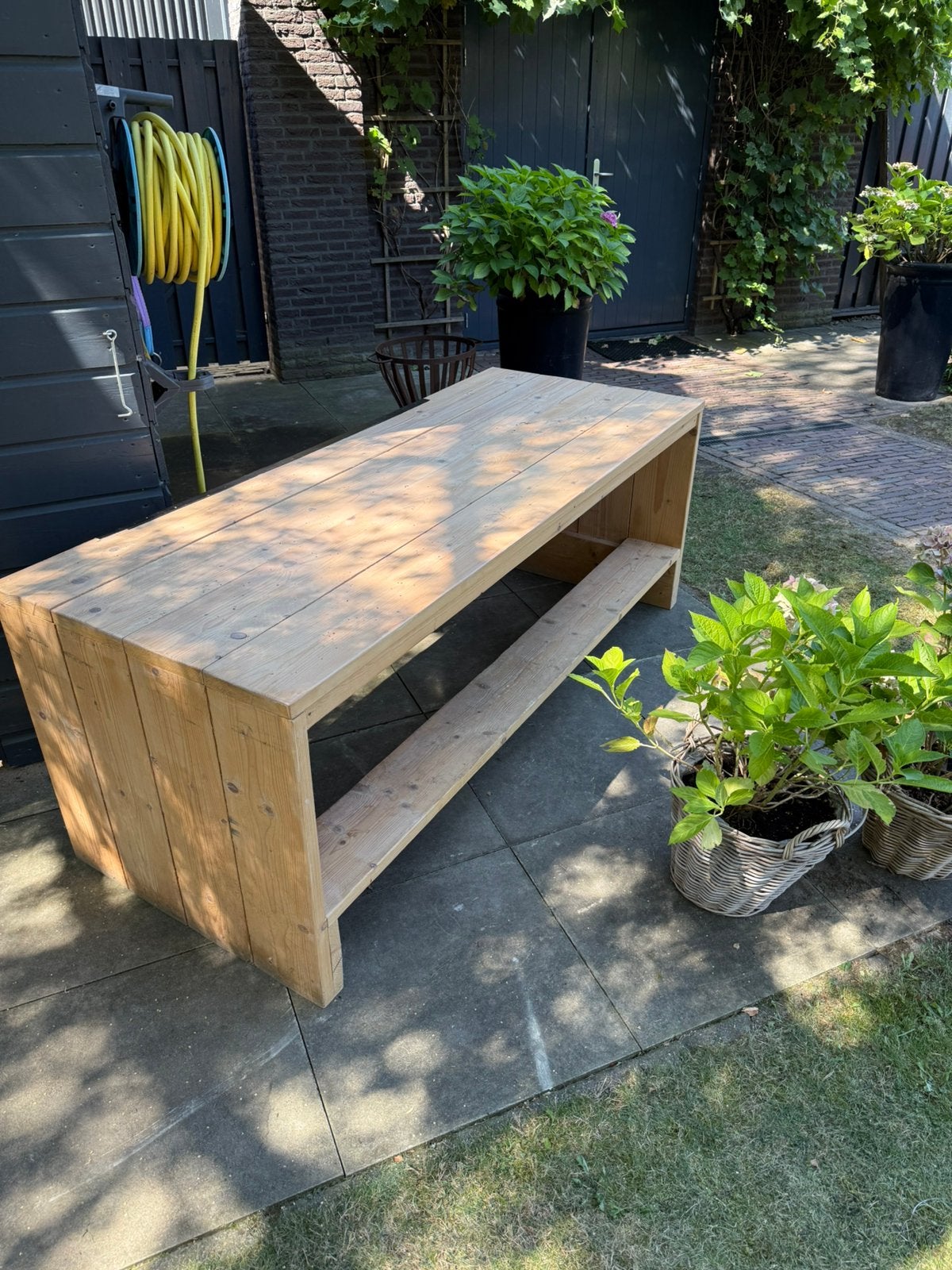 Houten bureaus 200 x 80 6 stuks, Ophalen, Gebruikt, Hout