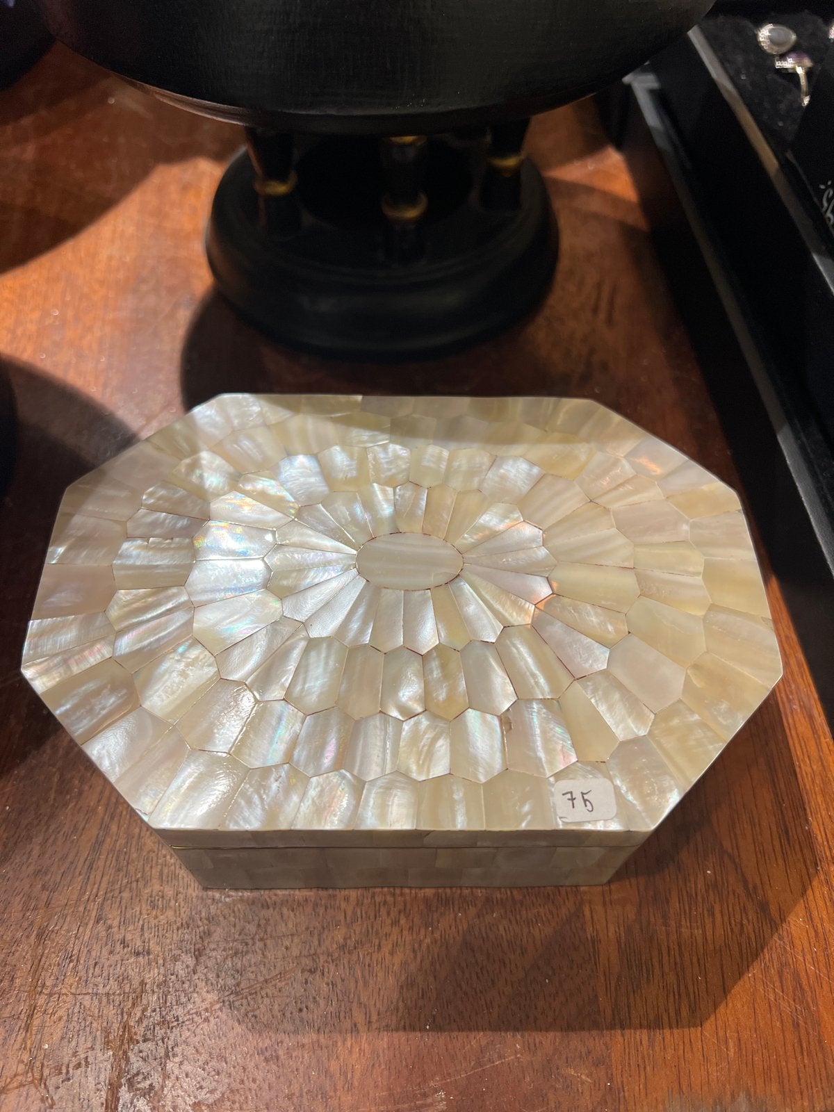 Vintage Parelmoer Inleg Doosje - Sieraden/Snuff Box, Antiek en Kunst, Ophalen of Verzenden