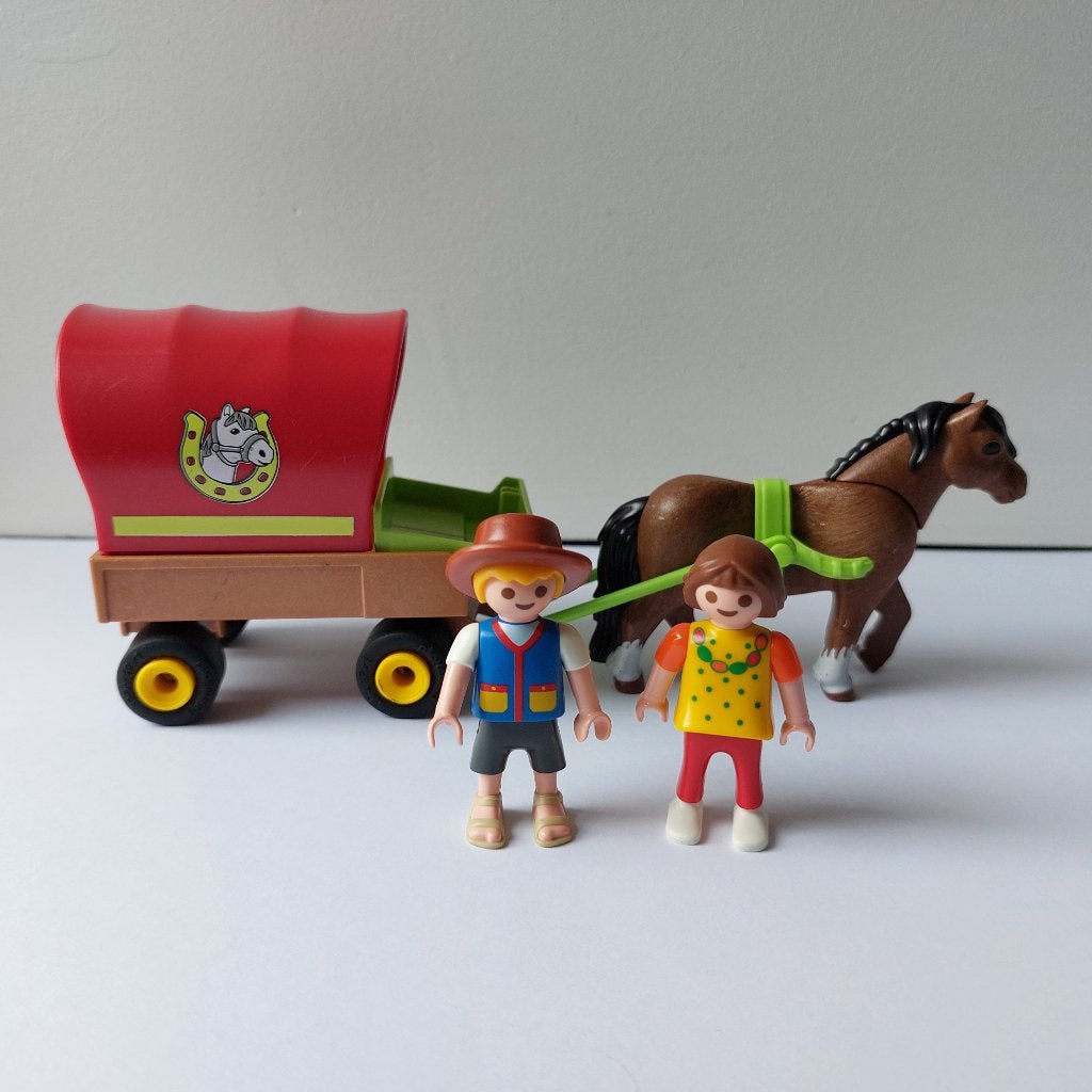 Playmobil - Pony met huifkar (5228), Kinderen en Baby's, Speelgoed | Playmobil, Gebruikt, Losse onderdelen, Overige typen, Ophalen of Verzenden