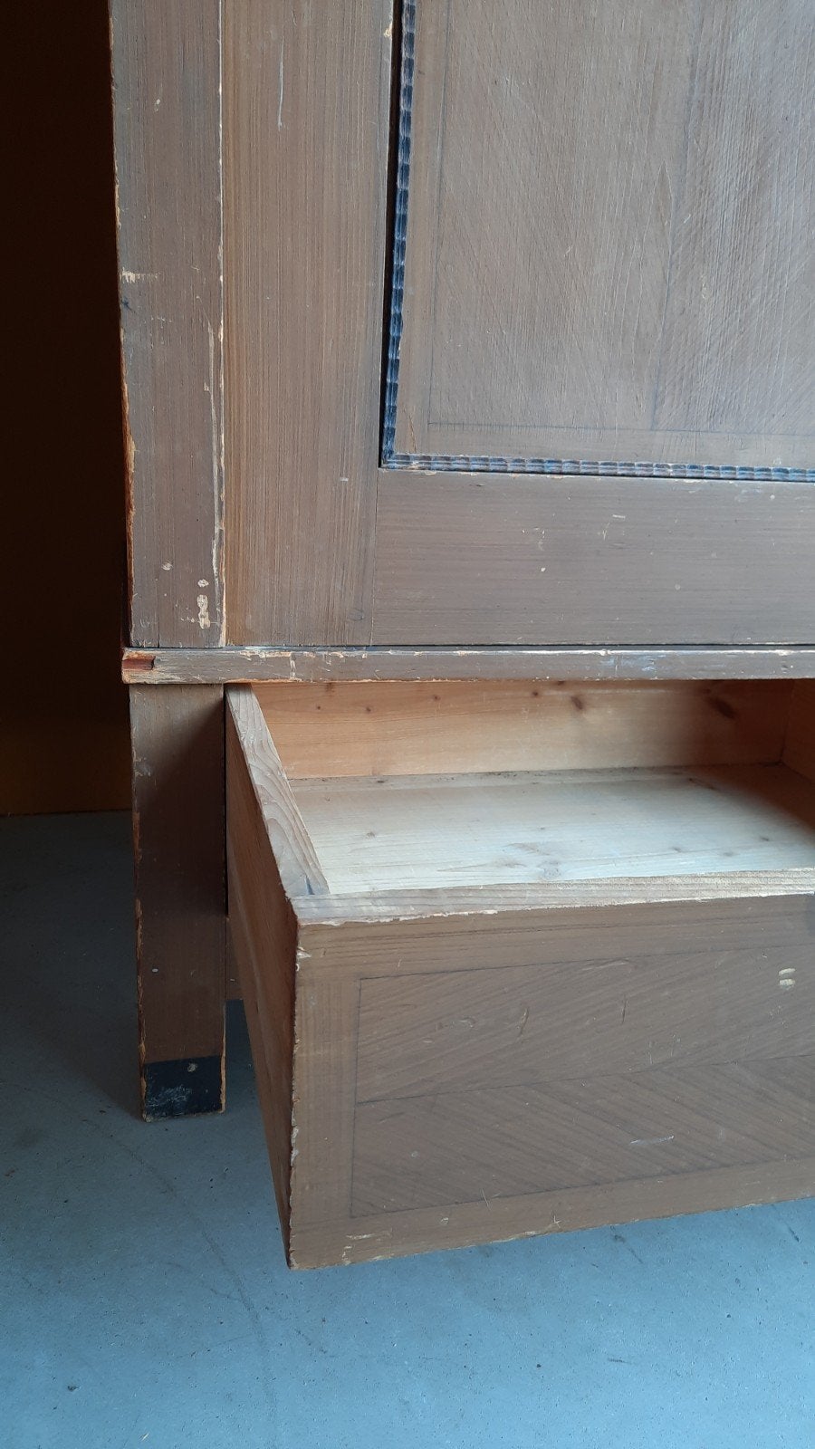 vintage demontabele linnenkast, kledingkast, kast, kastje, Gebruikt, Vintage, Ophalen of Verzenden, 150 tot 200 cm