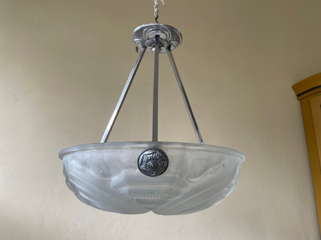Hanglamp Schaallamp Plafondlamp art deco 1930 Frans, Ophalen of Verzenden