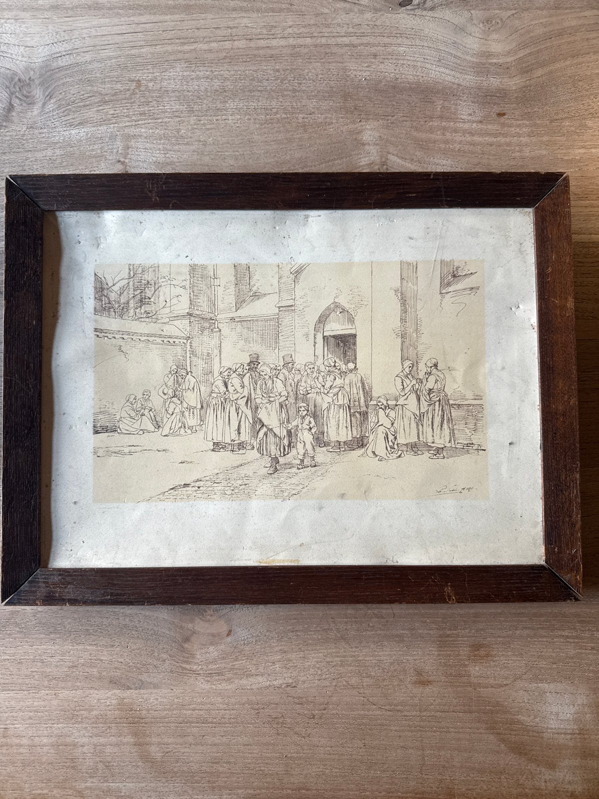 Antieke Ets: Dagelijks Leven, Gesigneerd 1872, Dagelijks leven, 1800 - 1899, Ets, Ophalen of Verzenden