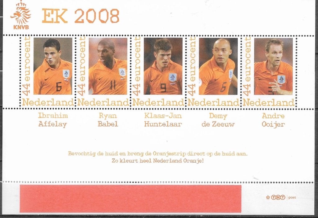 NL 4 velletjes Nederlands Eftal EK Voetbal 2008, Verzenden, Na 1940, Postfris