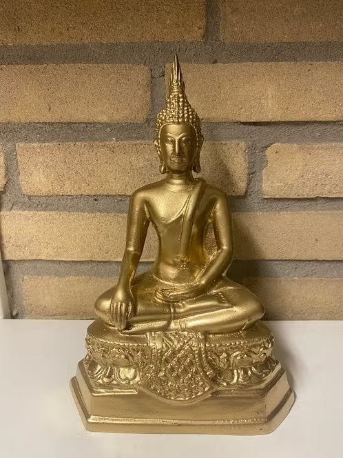 Verguld bronzen Boeddhabeeld – 23,5 cm, Metaal, N.v.t., N.v.t., Ophalen of Verzenden