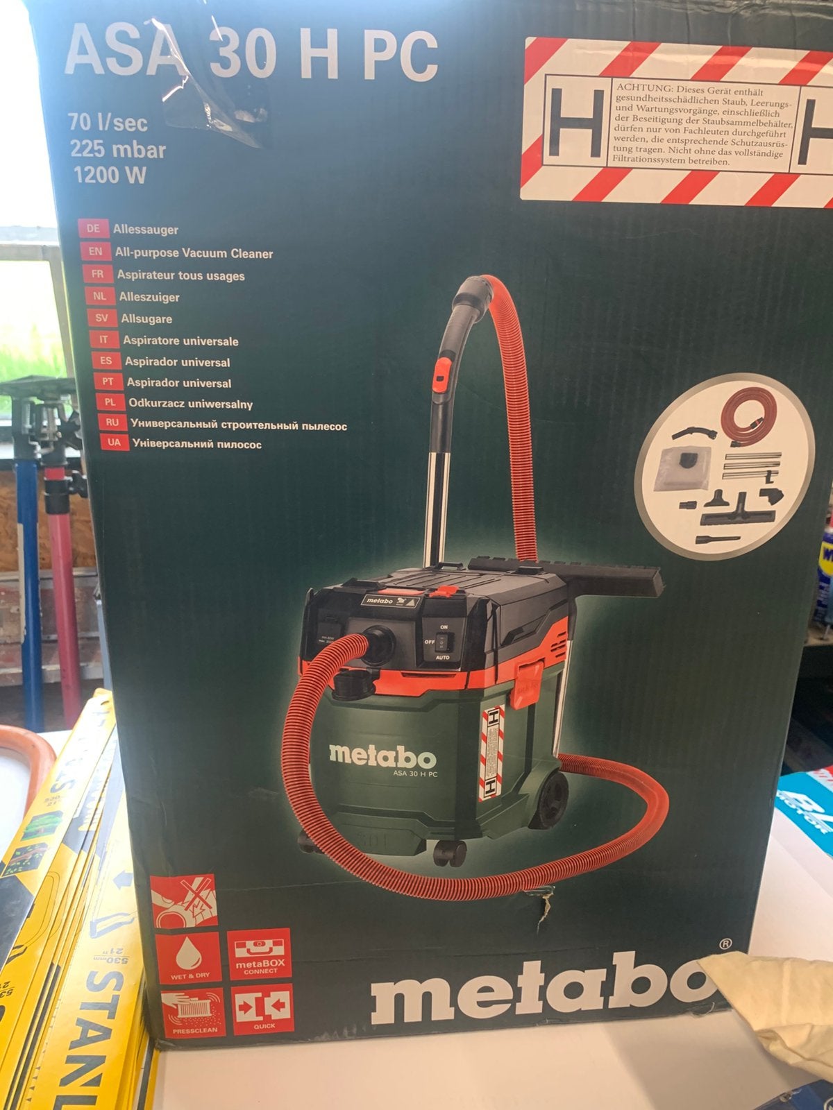 METABO BOUWSTOZUIGER, H klasse, Ophalen, Nieuw, Waterstofzuiger