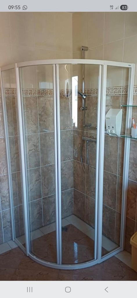 Douchecabine kwartrond met schuifdeuren, Doe-het-zelf en Verbouw, Ophalen of Verzenden, Gebruikt, Glas, Douche