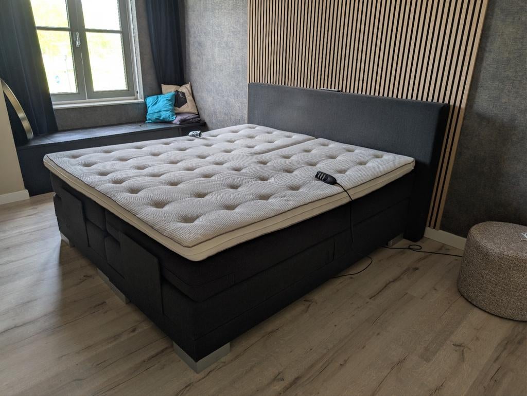 Boxspring elektrisch 180x200 splittopper, Modern en comfortabel, Tweepersoons, Ophalen of Verzenden, 180 cm