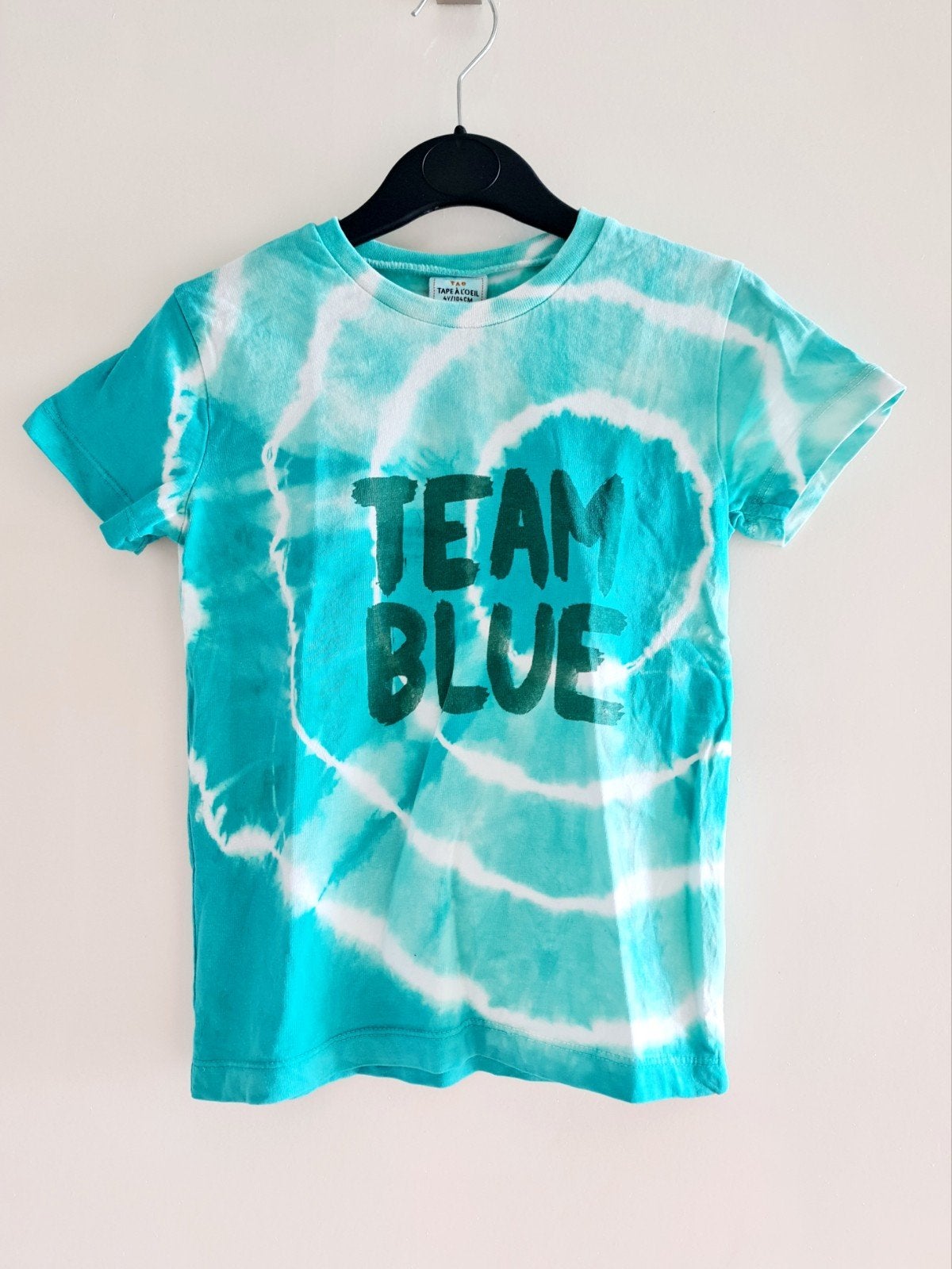 Turquoise/wit shirtje maat 104, Tape à L'oeil, Ophalen of Verzenden, Zo goed als nieuw, Shirt of Longsleeve