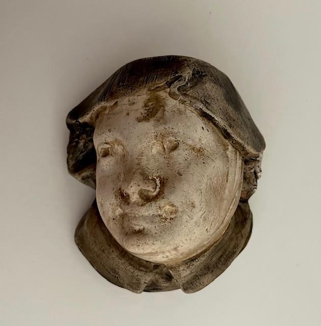 Antieke muurkandelaar (“buste” van een Franse monnik), Antiek en Kunst, Antiek | Kandelaars, Koper of Brons, Ophalen of Verzenden