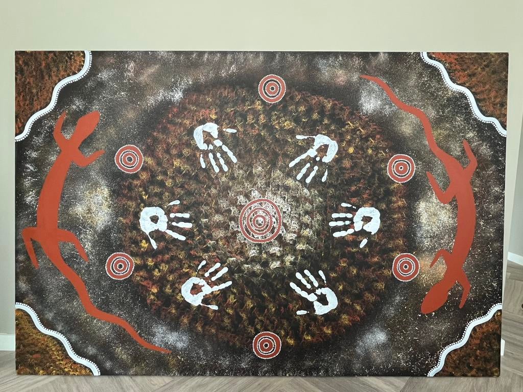 Uniek Aboriginal kunstwerk –origineel canvas uit Australië, Ophalen
