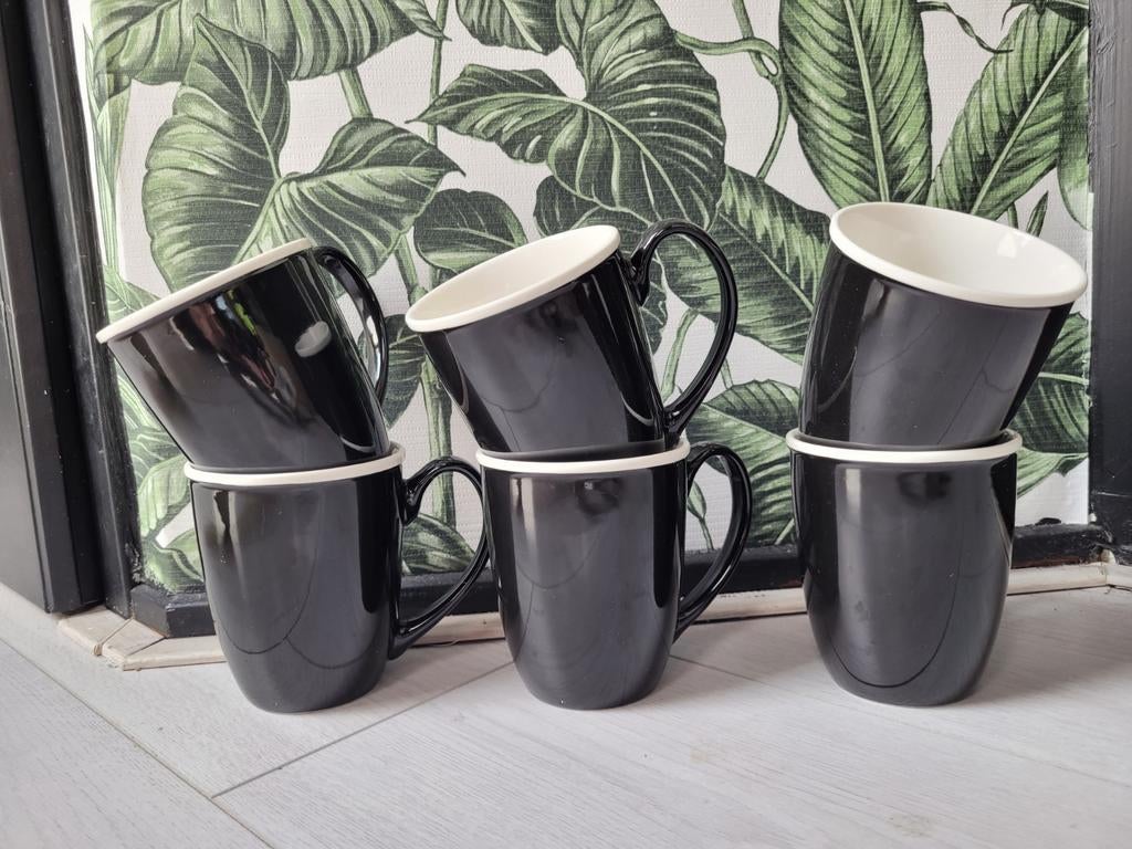 6 koffiemokken, Ophalen of Verzenden, Zo goed als nieuw, Overige stijlen, Kop(pen) en/of Schotel(s)