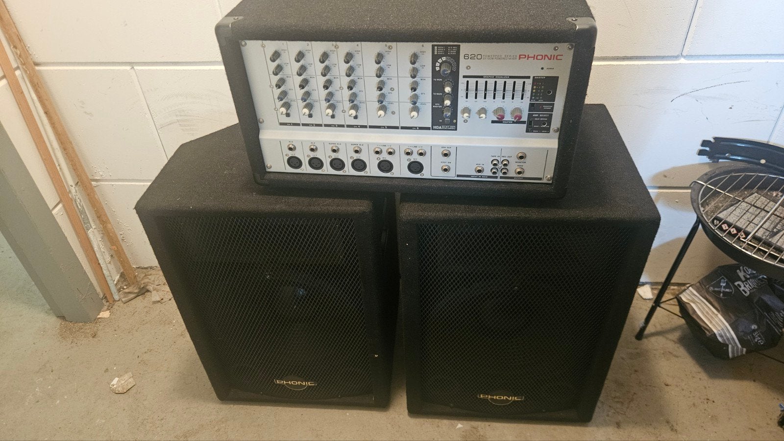 Phonic SEM 712 Speakerset met Versterker, Audio, Tv en Foto, Gebruikt, Inclusief kabels, Speakerset, Ophalen of Verzenden