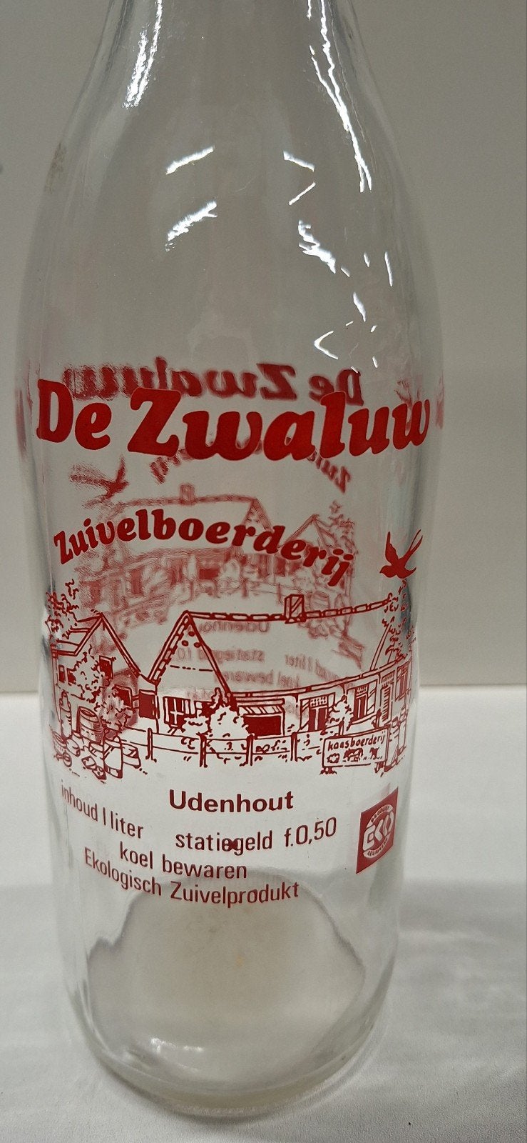 Vintage Melkfles "De Zwaluw" Zuivelboerderij Udenhout 1 Ltr, Verzenden