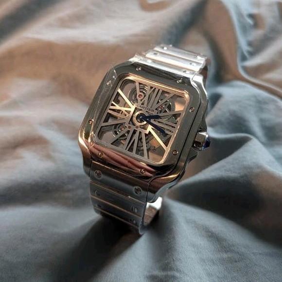 Cartier Santos Skeleton, Overige merken, Staal, Met bandje, Polshorloge
