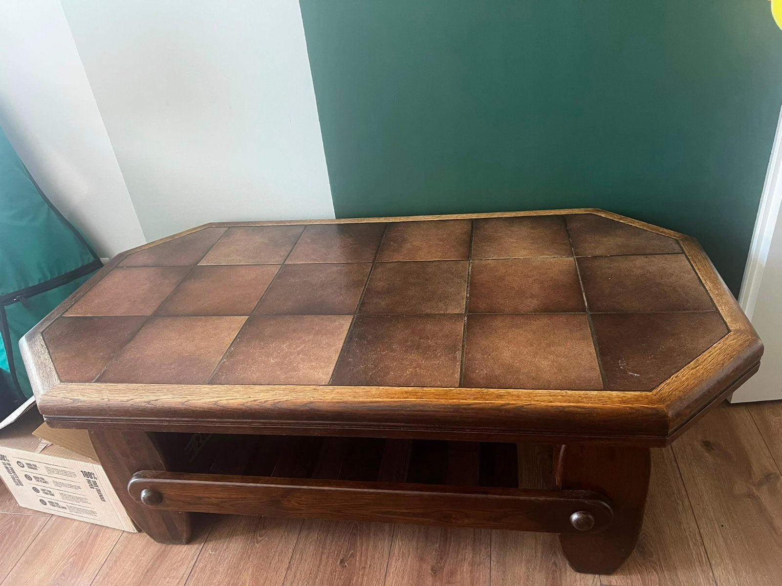 Vintage salontafel, Ophalen, Gebruikt, 100 tot 150 cm, Eikenhout