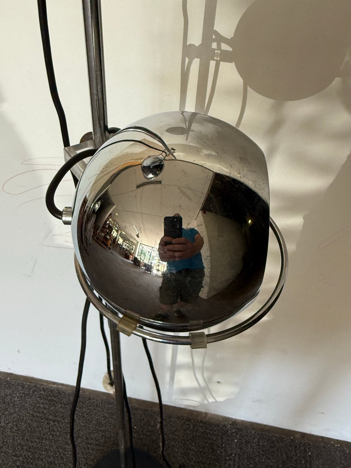 Gepo vloerlamp met chromen bollen, Ophalen, Gebruikt, E27 (groot), Metaal