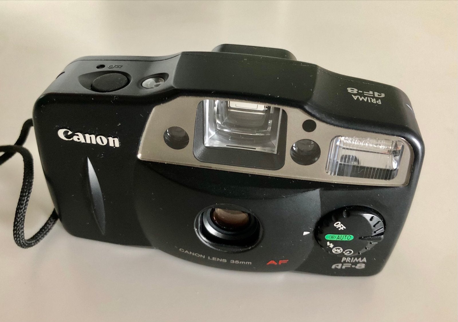 Vintage Canon Prima AF-8 Compactcamera met draagkoord, Audio, Tv en Foto, Fotocamera's Analoog, Ophalen of Verzenden, Gebruikt
