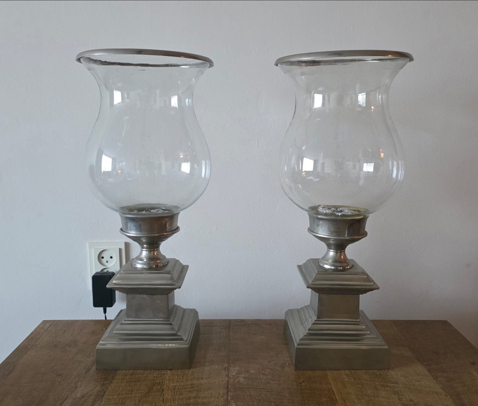 Set van 2 windlichten - 50 cm hoog, Ophalen, Glas