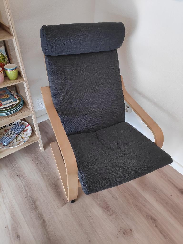IKEA Poang POÄNG stoel met hillared antraciet kussen, Ophalen of Verzenden, Nieuw, Overige materialen, 50 tot 75 cm