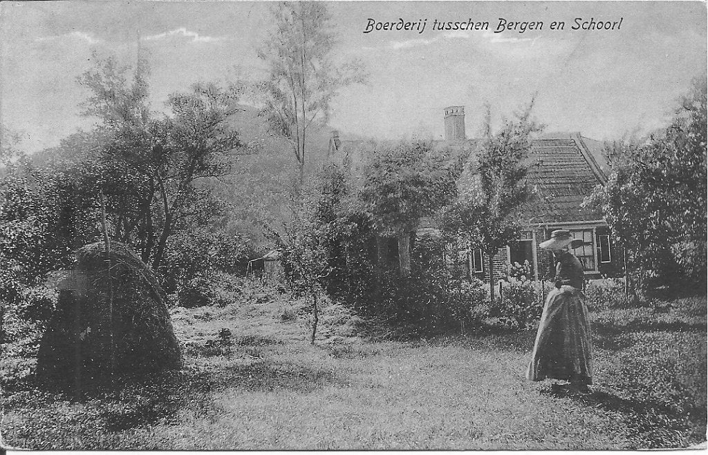 Oude ansichtkaart Boerderij tussen Bergen en Schoorl, Ophalen of Verzenden, Voor 1920, Gelopen, Noord-Holland