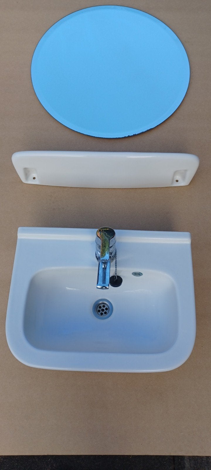 Wastafel set en spiegel, Huis en Inrichting, Badkamer | Badkamermeubels, Ophalen, Gebruikt, 50 tot 100 cm, Minder dan 100 cm
