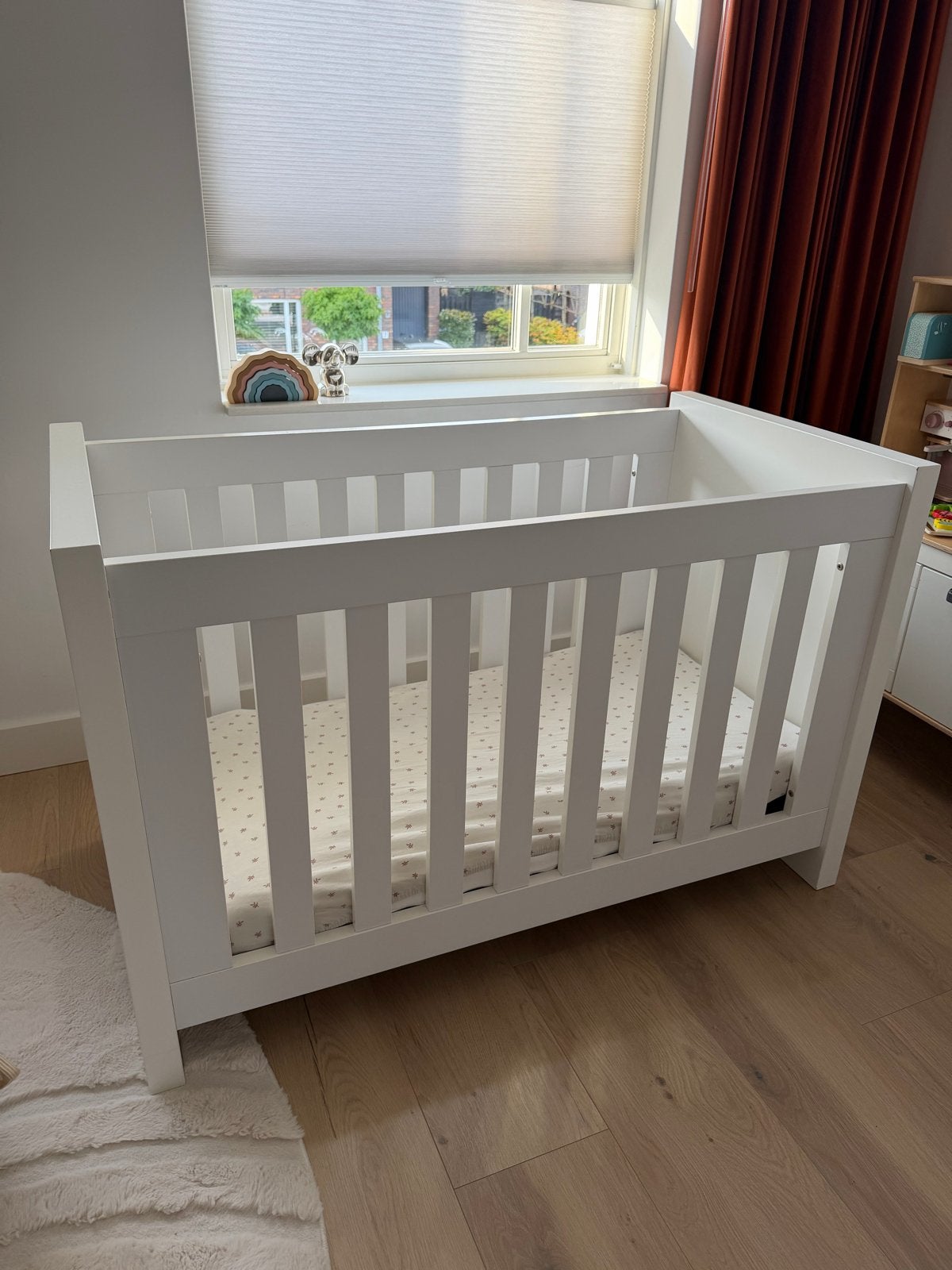 Wit Ledikant Interbaby incl ZGAN matras - Verstelbaar, Ophalen, Eenpersoons, Wit, Hout
