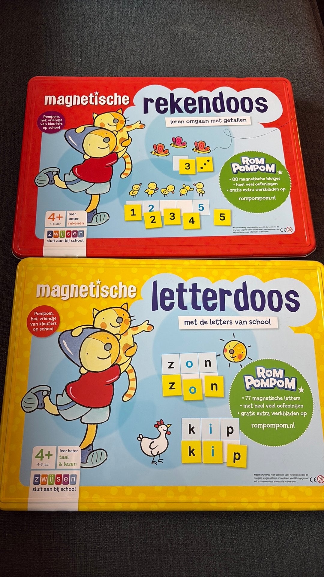 Magnetische rekendoos en letterdoos rompompom, Kinderen en Baby's, Ophalen of Verzenden, Zo goed als nieuw