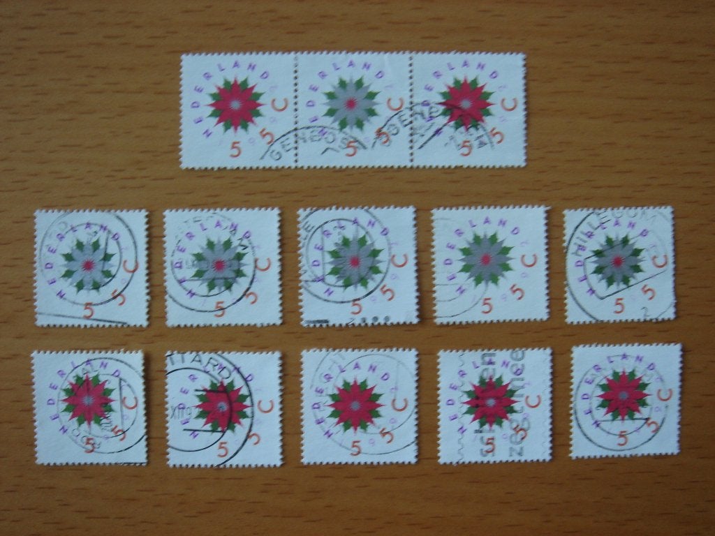 Decemberzegels 1992 - 7x NVPH 1542 en 6x NVPH 1543, Ophalen of Verzenden, Na 1940, Gestempeld