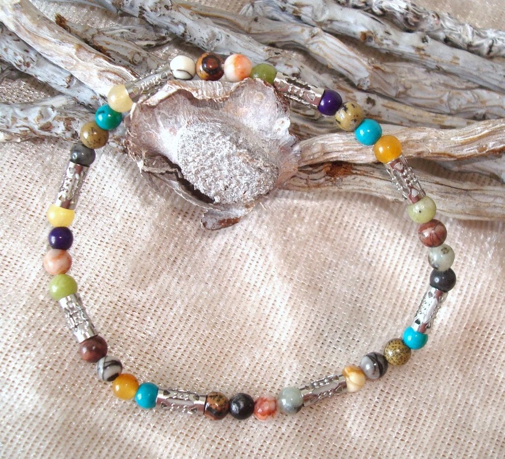 RVS armband met halfedelsteen kralen, Info.adorabeads@gmail.com, Adorabeads, Nieuw, Ophalen of Verzenden