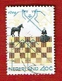 Fauna - Paarden - Nederland - 40c - Schaakbord - gebr, Postzegels en Munten, Ophalen of Verzenden, Gestempeld, Dier of Natuur