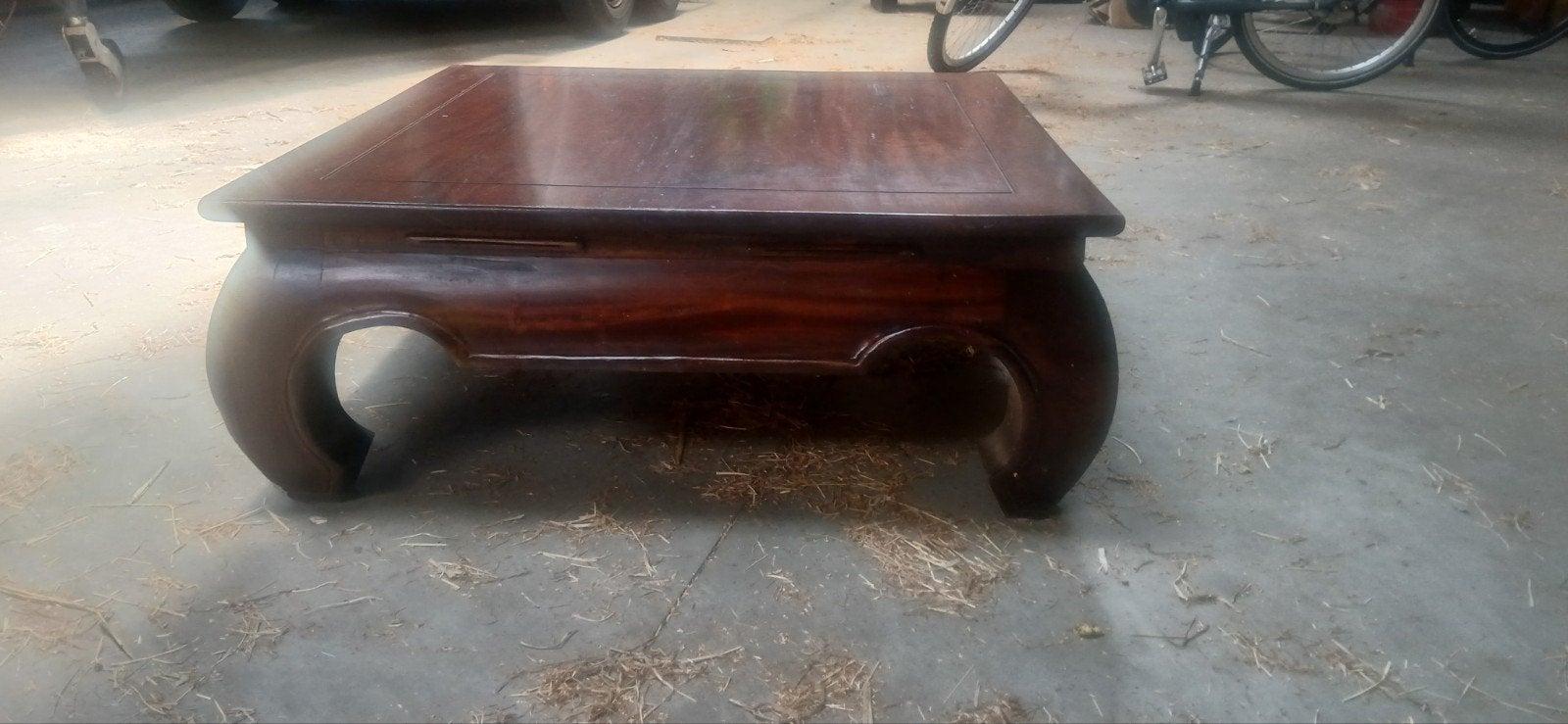 Opium salontafel van donker hout - 90x90x37 cm, Ophalen, Gebruikt, 50 tot 100 cm, Vierkant