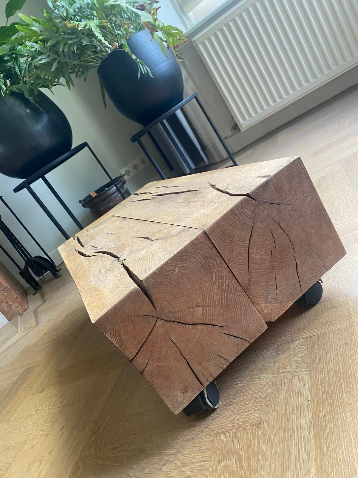Robuuste salontafel/bijzettafel, Ophalen, Gebruikt, 50 tot 100 cm, Overige houtsoorten