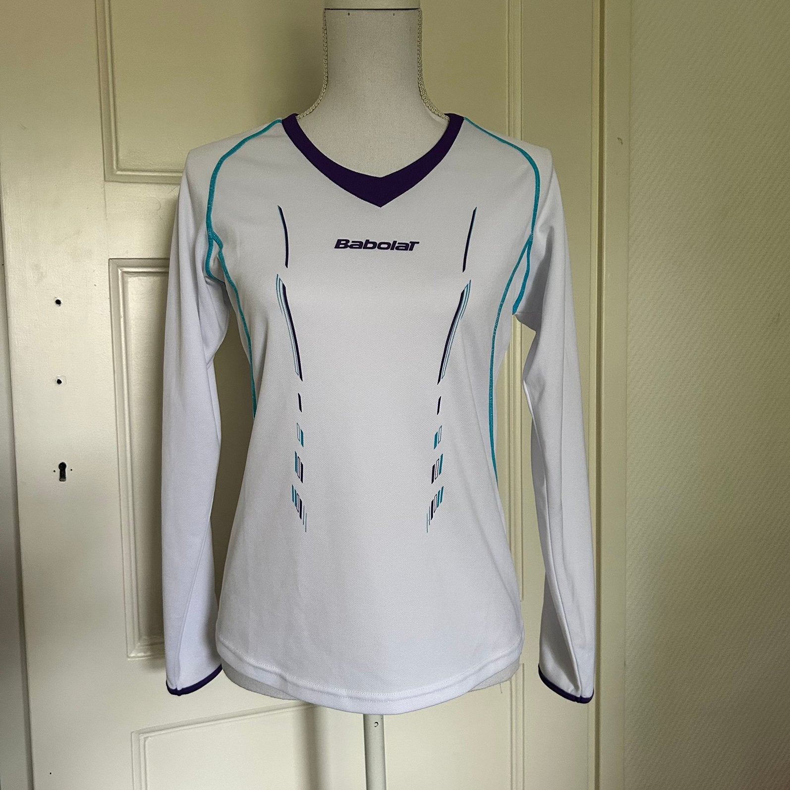 Babolat Sportshirt / Tennisshirt Lang Arm – Maat M, Maat 38/40 (M), Wit, Ophalen of Verzenden, Racketsport