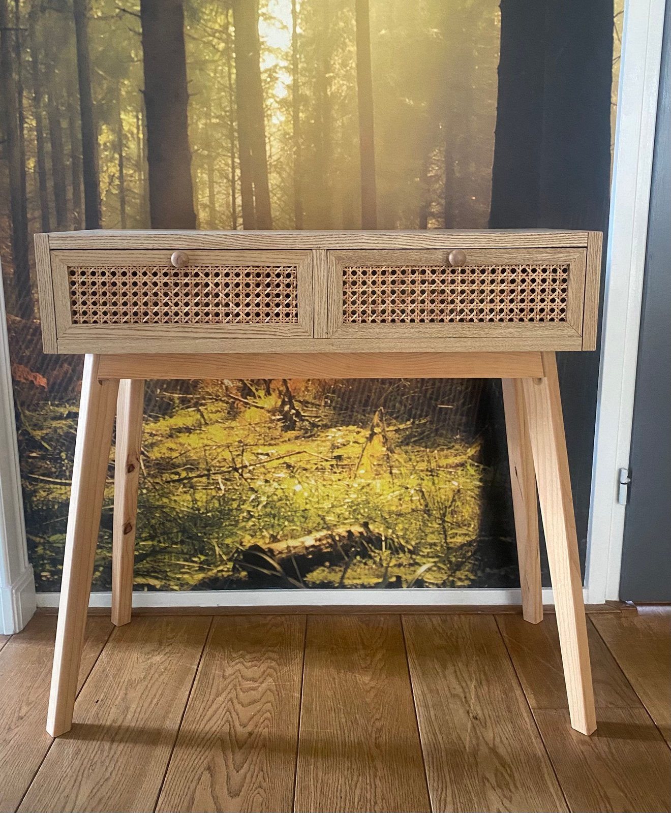 Sidetable met webbing lades - Java (77,5x80x30), Ophalen, 50 tot 100 cm, Zo goed als nieuw, 25 tot 50 cm