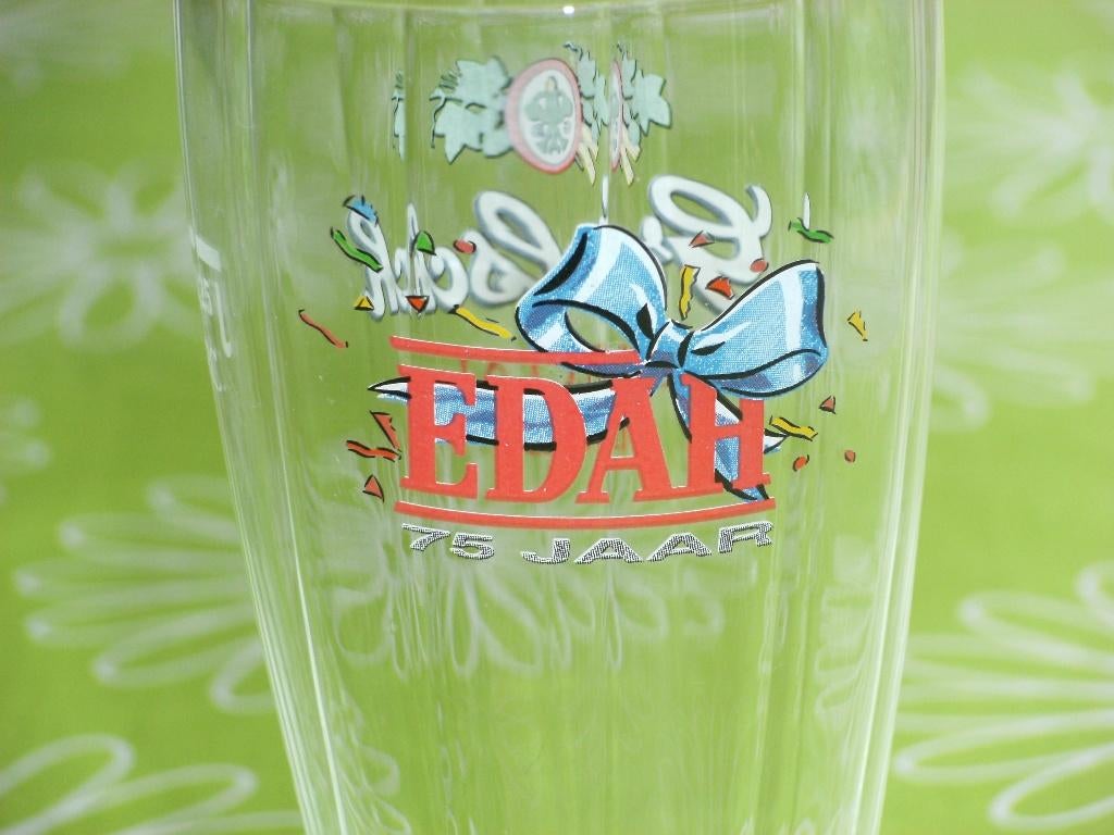 Grolsch Edah 75 jaar - bierglas dubbeldruk, Ophalen of Verzenden, Zo goed als nieuw, Glas of Glazen, Grolsch